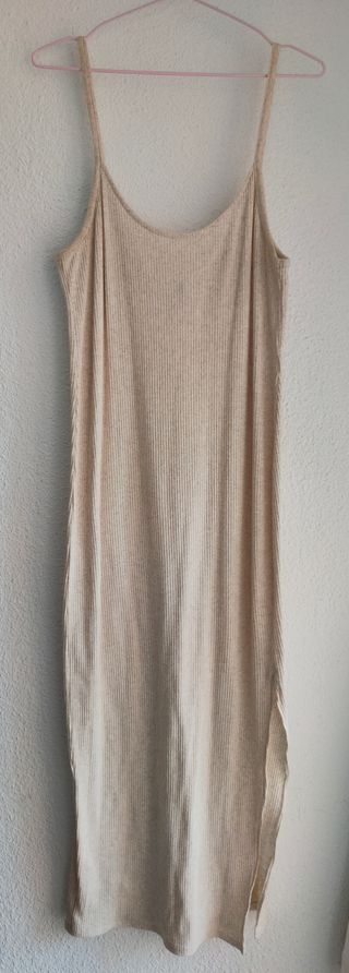 Vestido crudo hueso canalé tubo