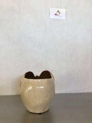 Gufo vasetto ceramica arancione giallo artigianale