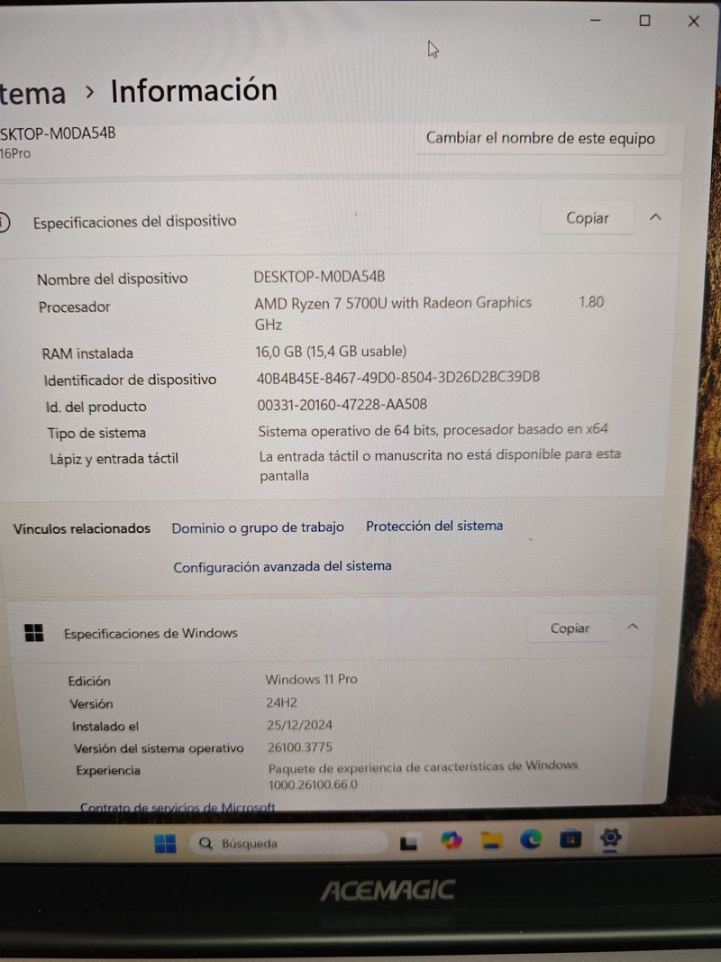 ACEMAGIC portátil Ryzen 7 5700U 16Gb+512Gb #230748 afbeelding 4