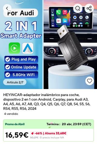 HEYINCAR 2 EN 1 INALÁMBRICO CARPLAY