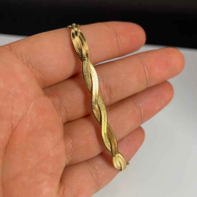 18K Gold Twisted Bracelet 304 Stainless Steel