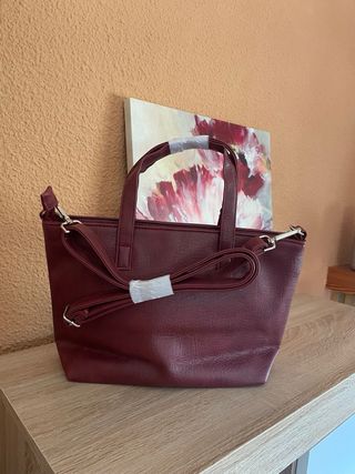 Bolso de mano o totte bag Minnie Mouse granate