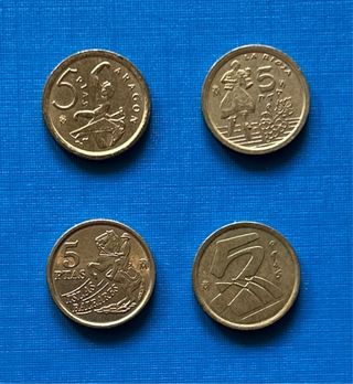 Monedas 5 pesetas Rey de 1989 a 2001