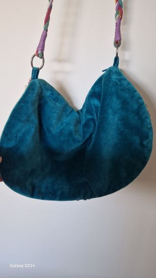 Bolso azul petroleo bordado