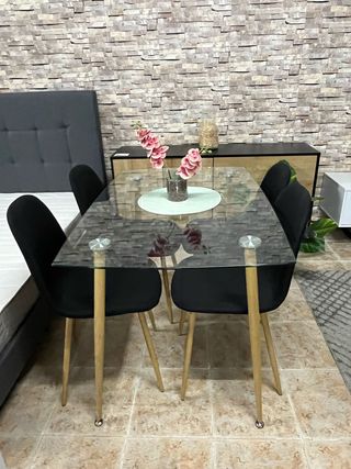 Pack Mesa XS + 4 Sillas Nórdicas Beige - Ideal 