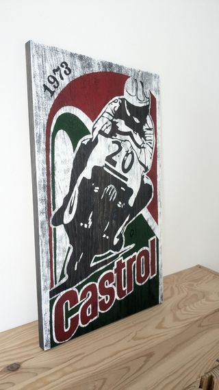 Cartel decorativo en madera CASTROL