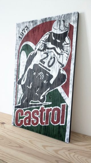 Cartel decorativo en madera CASTROL