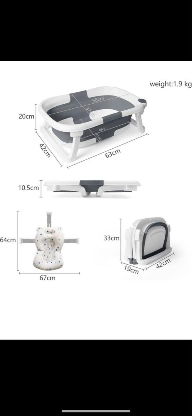 Bañera y cojín plegable para bebé