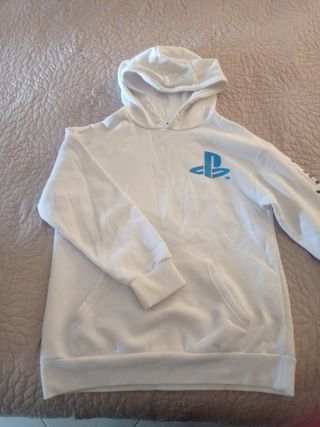 Sudadera blanca con capucha para niño play station