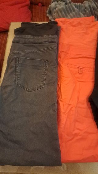 Lote de 3 pantalones premamá hym ,kiabi.