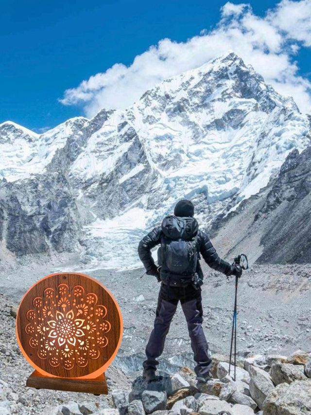 Lámpara sal del Himalaya MANDALA redonda NEPAL