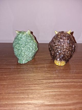 Coppia di Gufetti in Ceramica Artistica