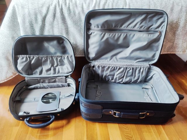 Lote maletas cabina y neceser azul