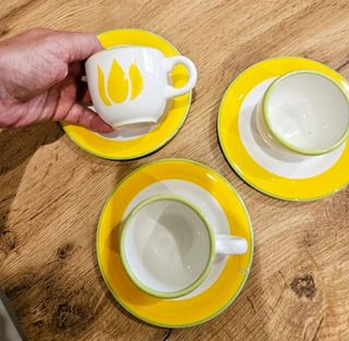 Juego tazas café solo y platos