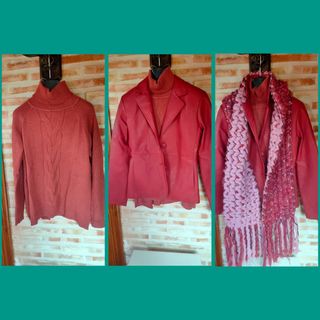 Conjunto de jersey, cazadora y bufanda 
