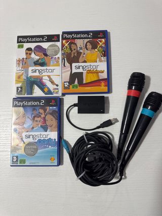 Lote juegos singstar PS2 con micros