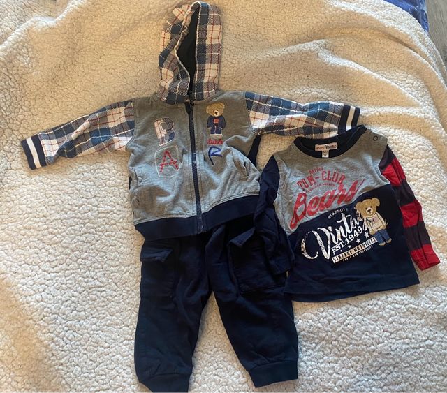 Set felpa pantaloni e maglia maniche lunghe 9/12m