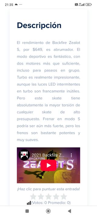 Longboard eléctrico backfire zealot S