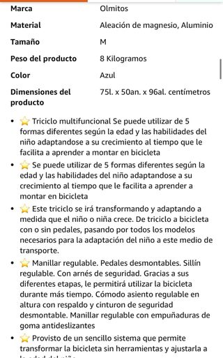 Triciclo Evolutivo de Bebé 5 en 1 GYRO + Bicicleta Niños