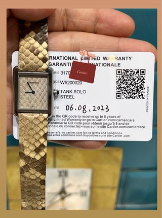 Cartier Tank solo Snake / Steel medium size .