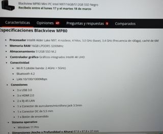 ORDENADOR BLACKVIEW MP80 MINI PC