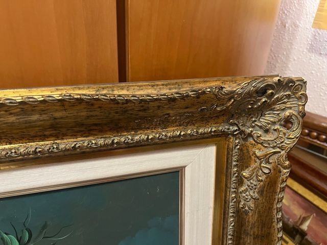 Cuadro bodegon flores antiguo marco decorativo