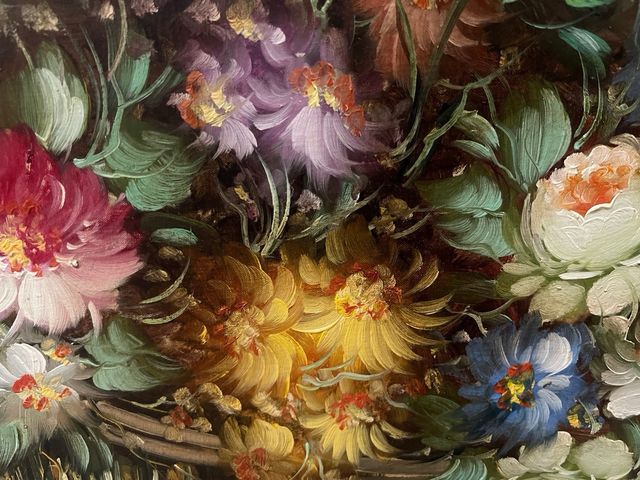 Cuadro bodegon flores antiguo marco decorativo