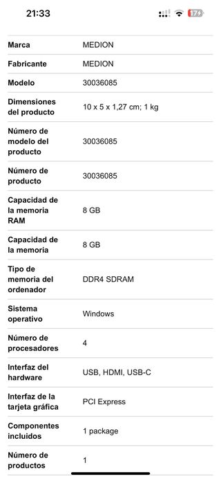 MEDION ALLinONE ORDENADOR