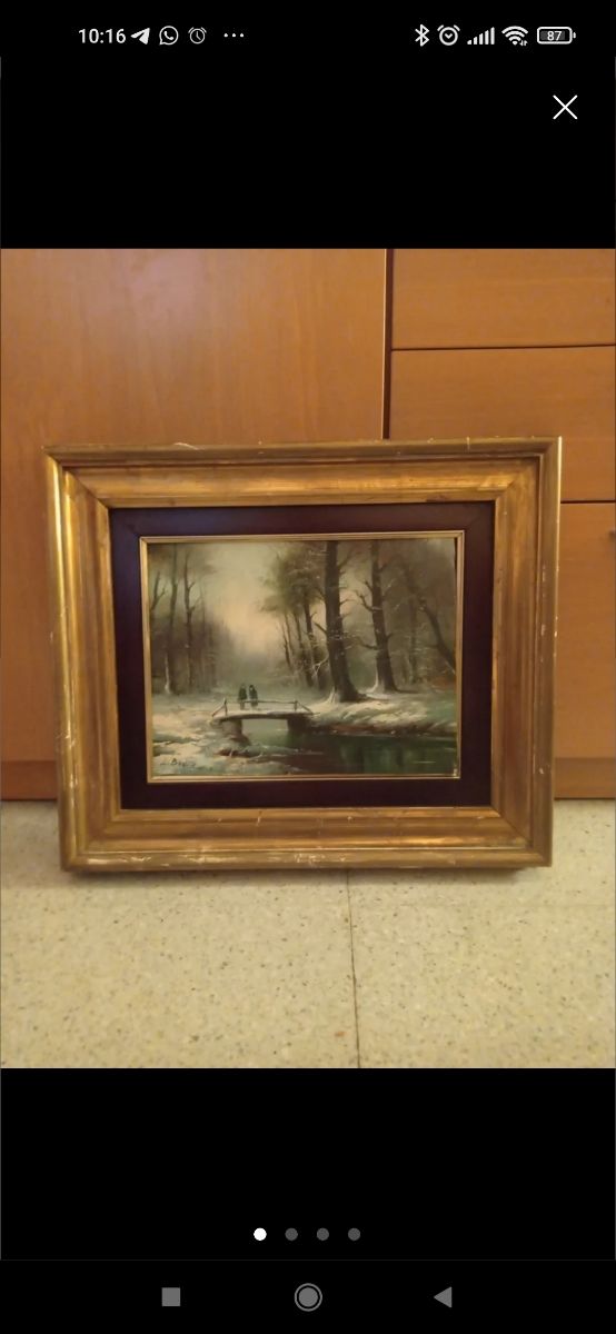 Cuadro lienzo óleo paisaje firmado L Bou