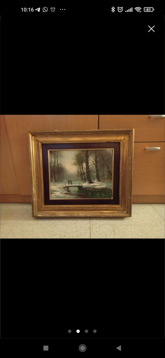 Cuadro lienzo óleo paisaje firmado L Bou