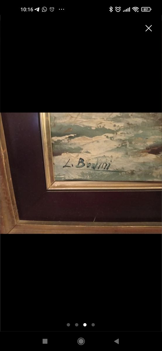 Cuadro lienzo óleo paisaje firmado L Bou