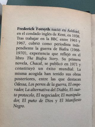Novela "El manifiesto negro" (Frederick Forsyth)