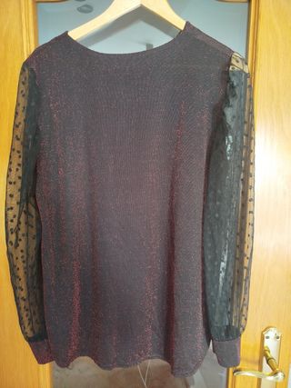 Blusa de vestir mujer con mangas de tul 