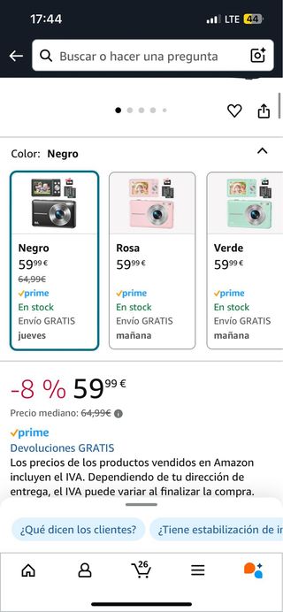 Cámara de fotos digital nueva