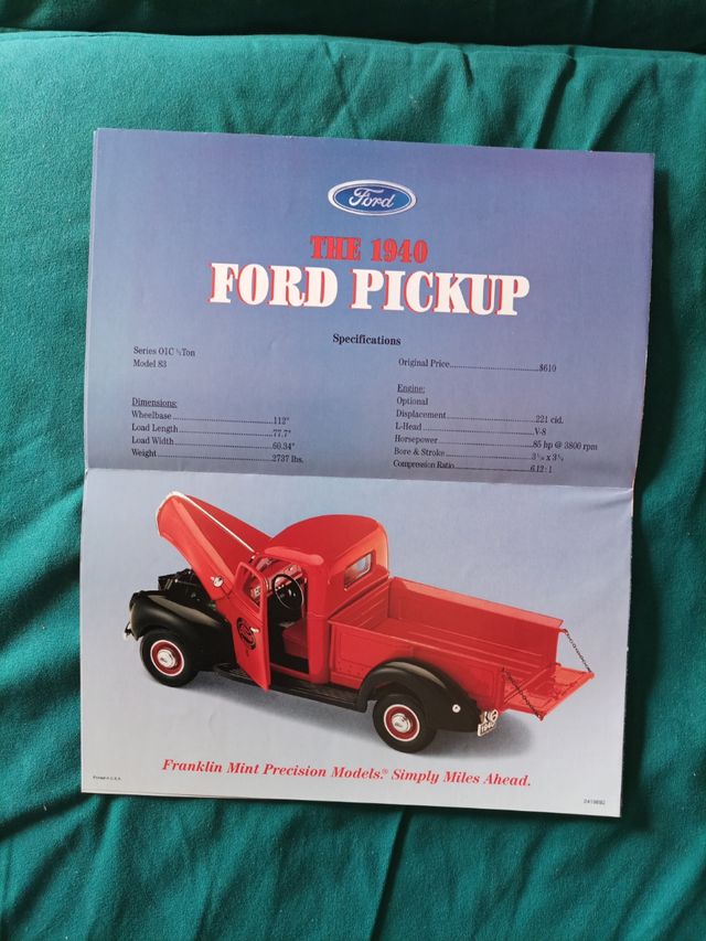 FRANKLIN MINT 1:24, 1940 Ford Pickup