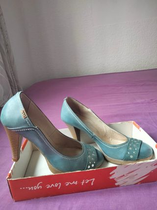 ZAPATOS MUJER DE TACÓN AZUL XTI