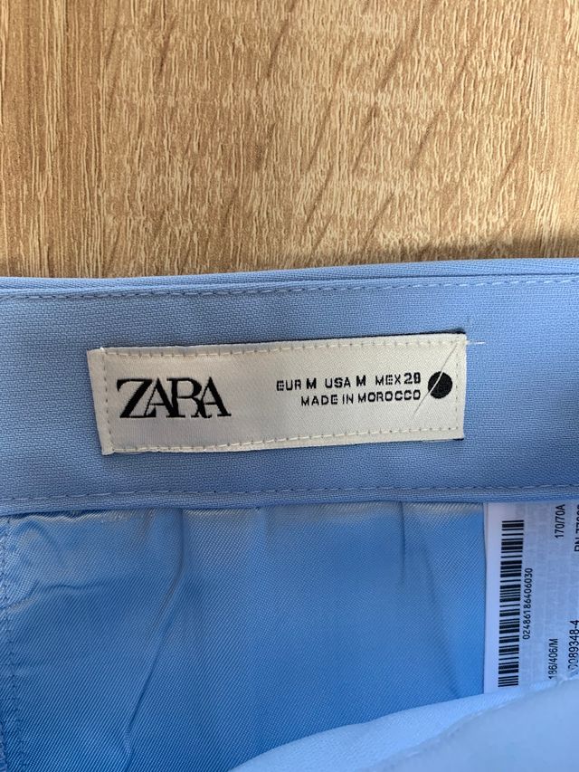 Pantalon Zara recto wide fit azul (T. M)