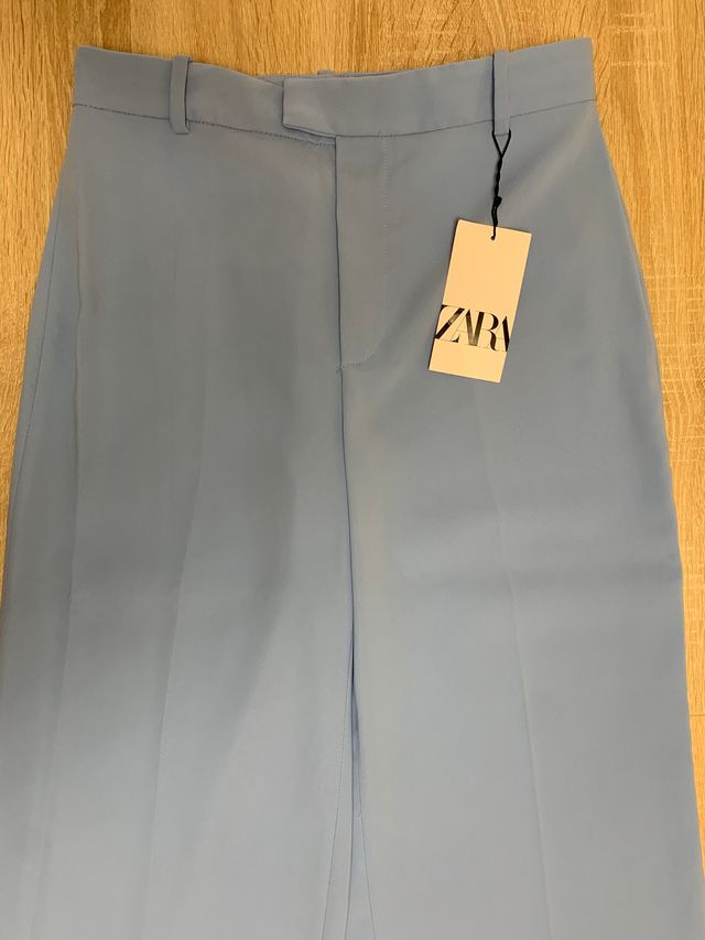 Pantalon Zara recto wide fit azul (T. M)