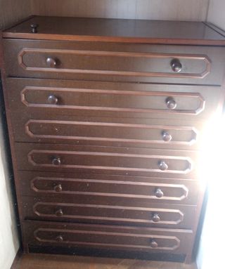 Cassettiera settimino legno marrone vintage 111 cm