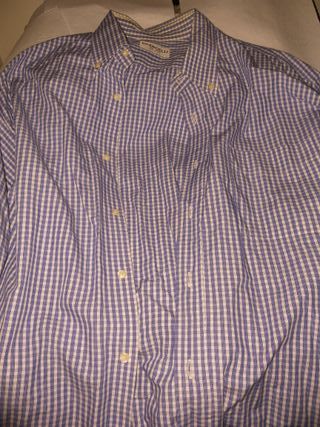 camicia brandelli a quadri bianco-azzurri