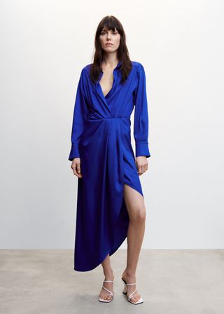 Vestido camisero azul vibrante
