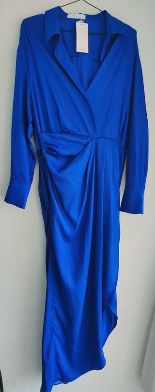 Vestido camisero azul vibrante