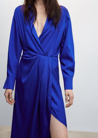Vestido camisero azul vibrante