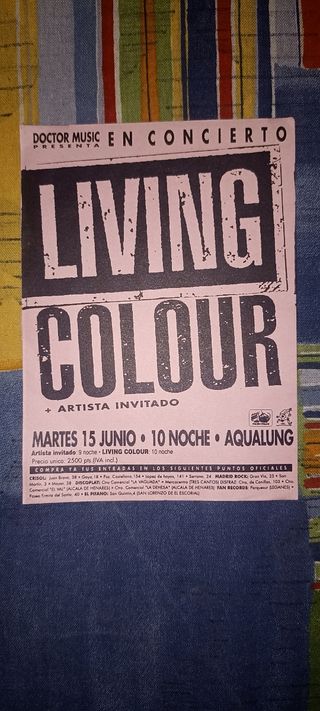 FLYER CONCIERTO INXS LIVING COLOUR DOBLE CARA 1993