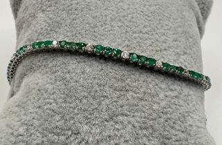 Pulsera de oro de 18 kt con diamantes y esmeraldas
