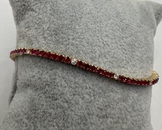Pulsera de oro de 18 kt con diamantes y rubies