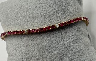 Pulsera de oro de 18 kt con diamantes y rubies