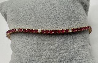 Pulsera de oro de 18 kt con diamantes y rubies