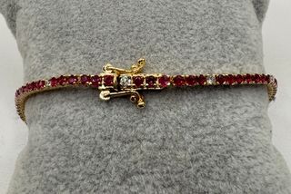 Pulsera de oro de 18 kt con diamantes y rubies