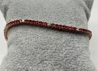 Pulsera de oro de 18 kt con diamantes y rubies